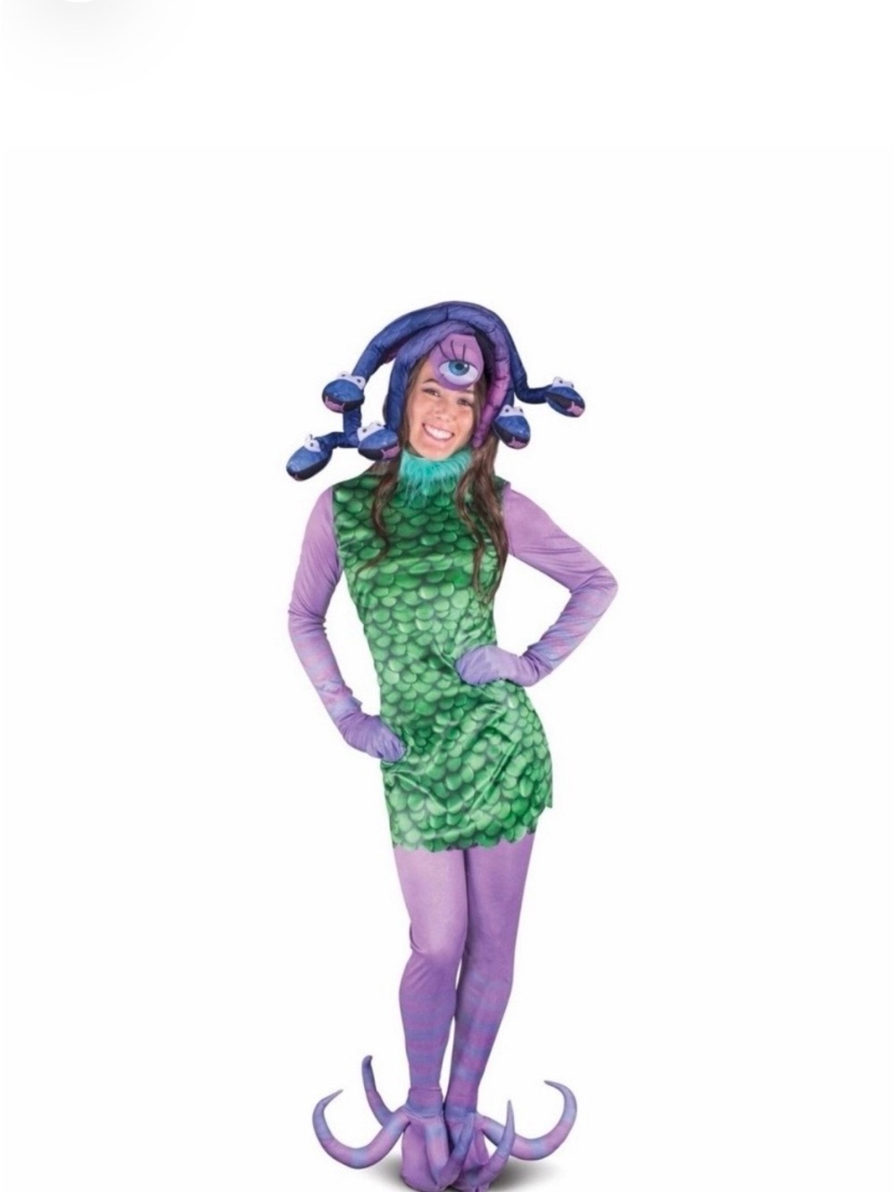 Disney Green Scale Dress with Purple Tentacle Headpiece